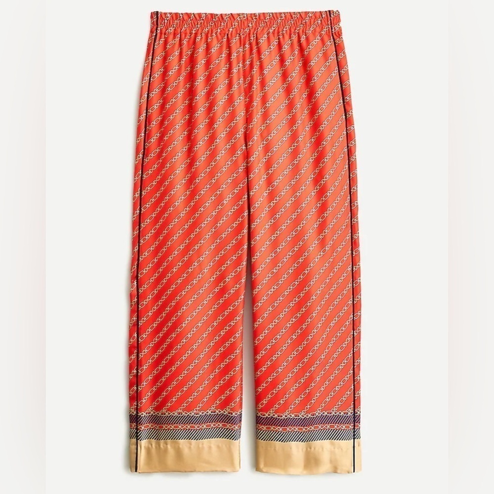 J. Crew Collection Chain Silk Pull-on Cropped Pant Size 4 Red Gold